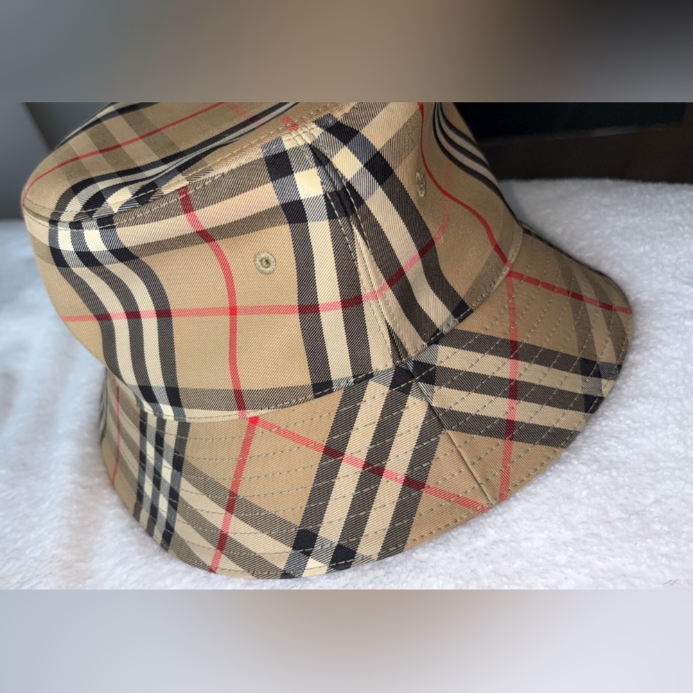 Burberry Beige and Black Check Pattern Hat
